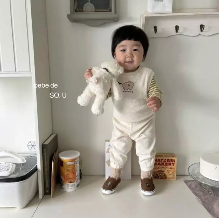 So U - Korean Baby Fashion - #babyfever - Bebe Waffle Set