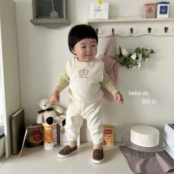 So U - Korean Baby Fashion - #babygirlfashion - Bebe Waffle Set - 2