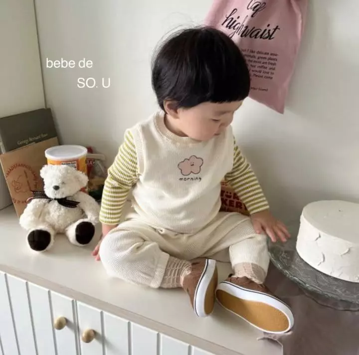 So U - Korean Baby Fashion - #babylifestyle - Bebe Waffle Set - 3
