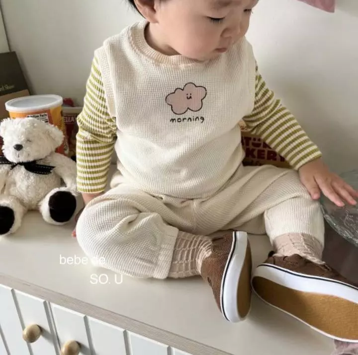 So U - Korean Baby Fashion - #babylifestyle - Bebe Waffle Set - 4