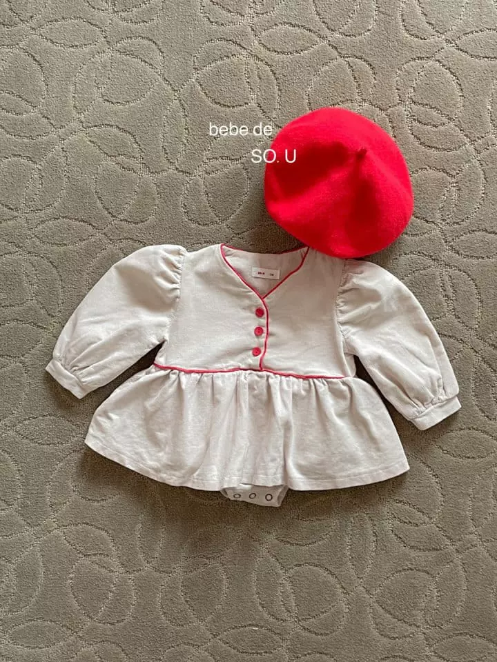 So U - Korean Baby Fashion - #babyootd - Bebe V Neck Bodysuit - 7