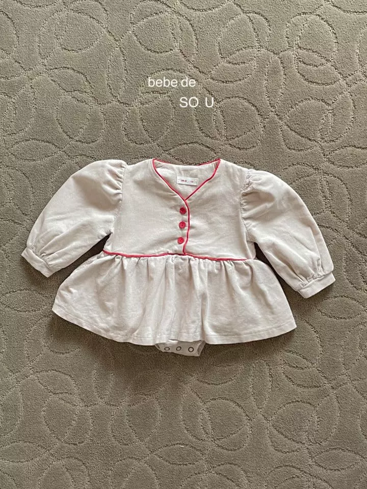 So U - Korean Baby Fashion - #babyoutfit - Bebe V Neck Bodysuit - 8