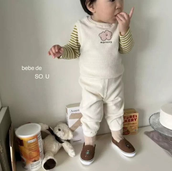 So U - Korean Baby Fashion - #babyoutfit - Bebe Waffle Set - 7