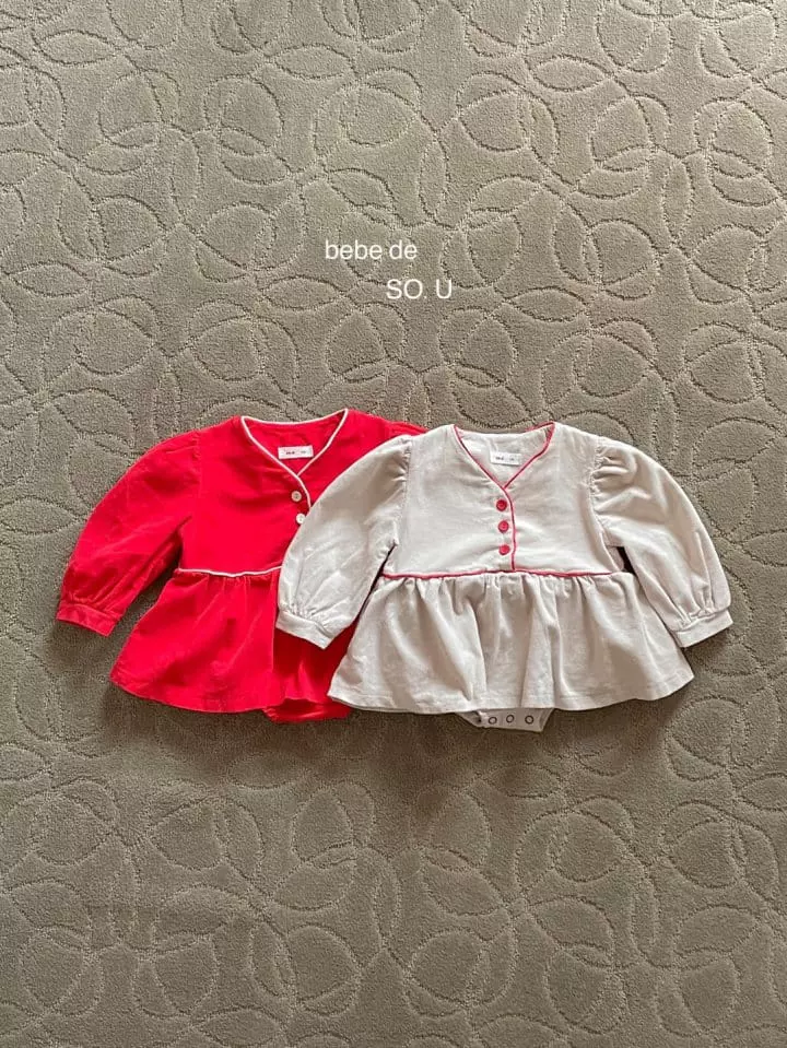 So U - Korean Baby Fashion - #onlinebabyboutique - Bebe V Neck Bodysuit - 11