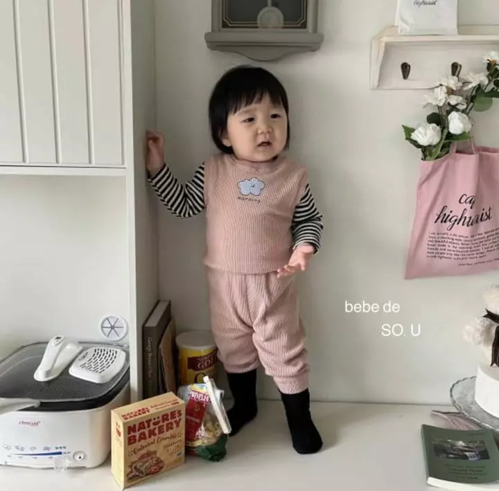 So U - Korean Baby Fashion - #onlinebabyboutique - Bebe Waffle Set - 9