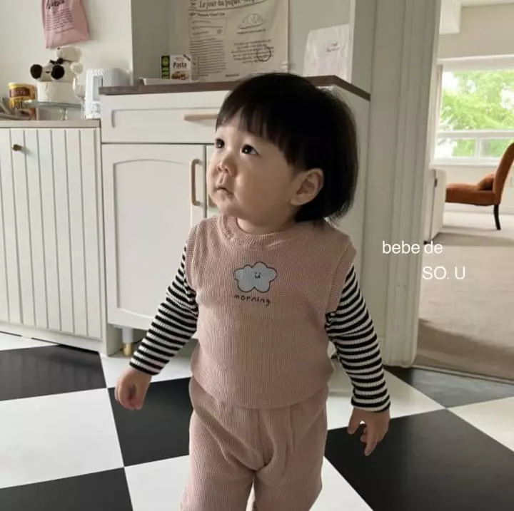 So U - Korean Baby Fashion - #onlinebabyshop - Bebe Waffle Set - 10