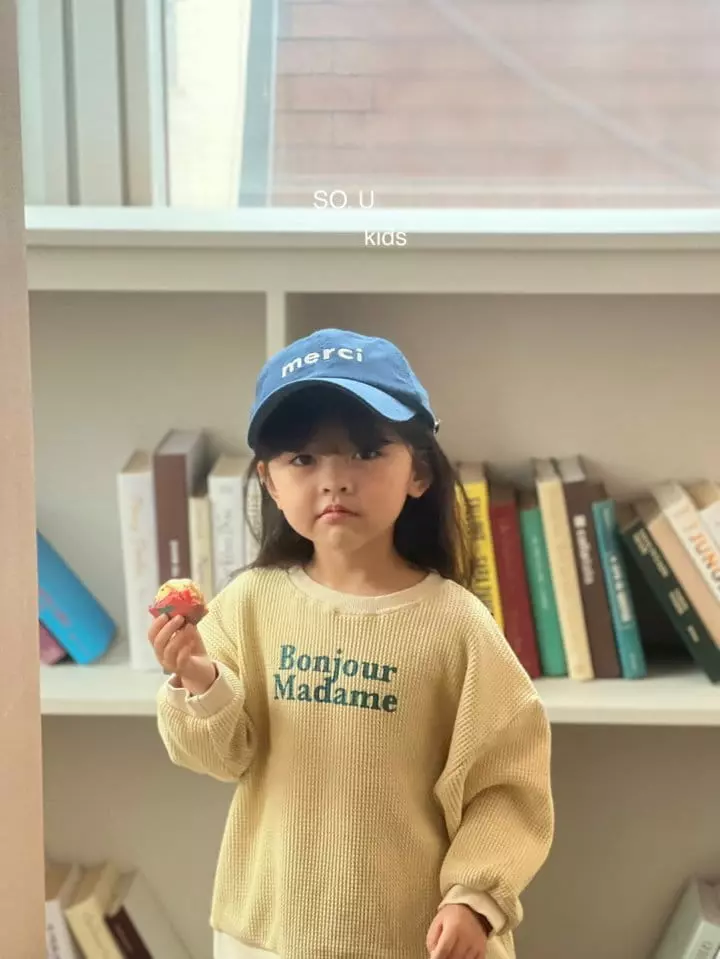 So U - Korean Children Fashion - #Kfashion4kids - Bonjour Waffle Sweatshirt - 2