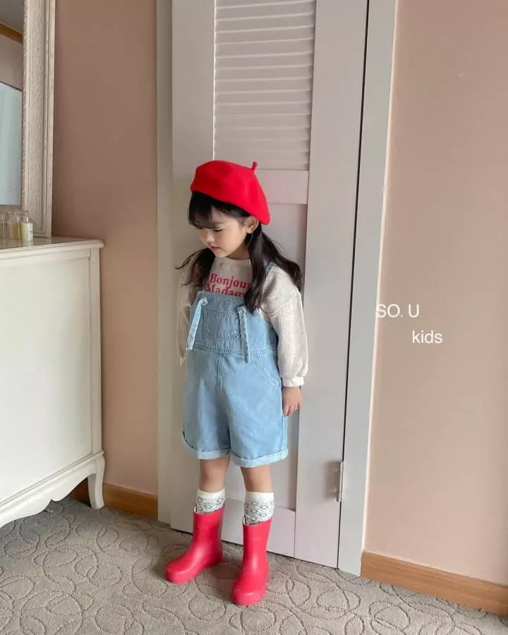 So U - Korean Children Fashion - #childofig - String Denim Dungarees - 5