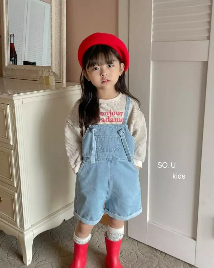 So U - Korean Children Fashion - #designkidswear - String Denim Dungarees - 7