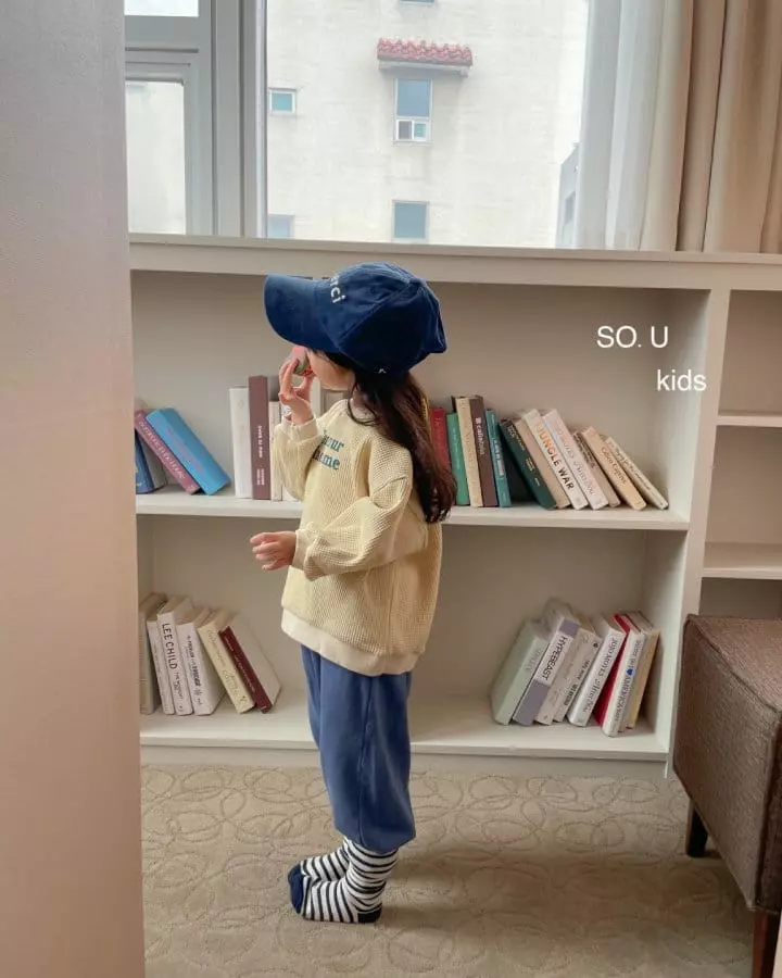 So U - Korean Children Fashion - #kidzfashiontrend - Bonjour Waffle Sweatshirt