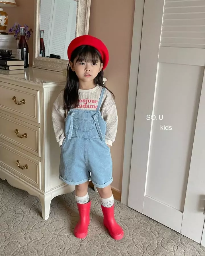So U - Korean Children Fashion - #kidzfashiontrend - String Denim Dungarees - 12