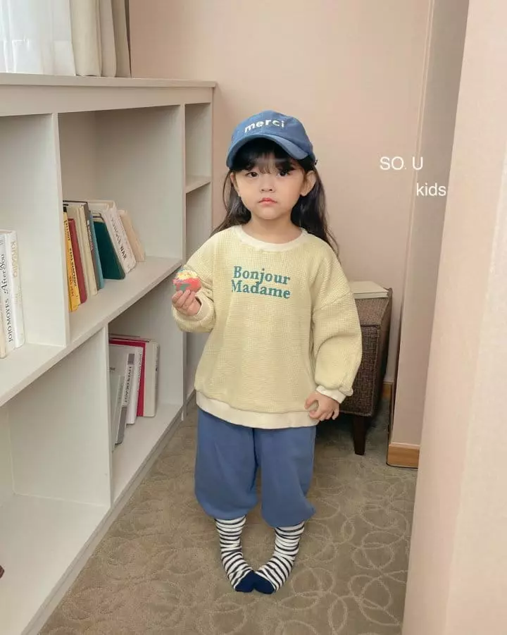 So U - Korean Children Fashion - #minifashionista - Bonjour Waffle Sweatshirt - 5
