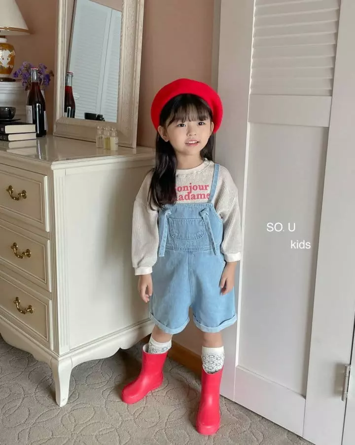 So U - Korean Children Fashion - #minifashionista - String Denim Dungarees - 2