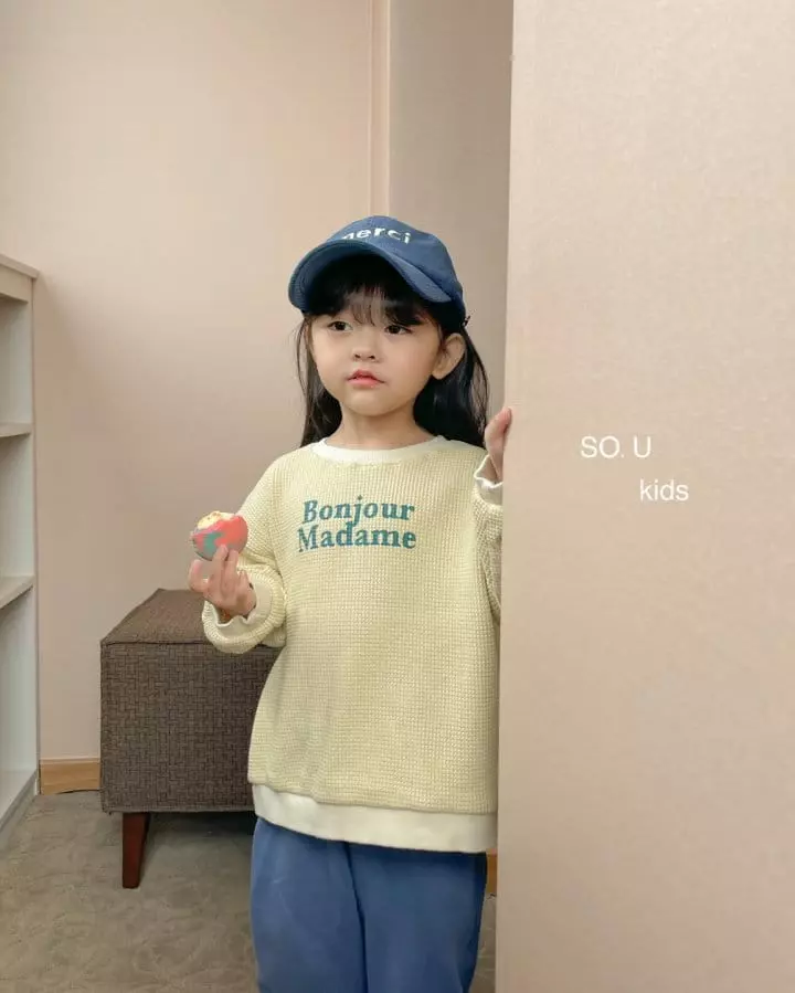 So U - Korean Children Fashion - #prettylittlegirls - Bonjour Waffle Sweatshirt - 6