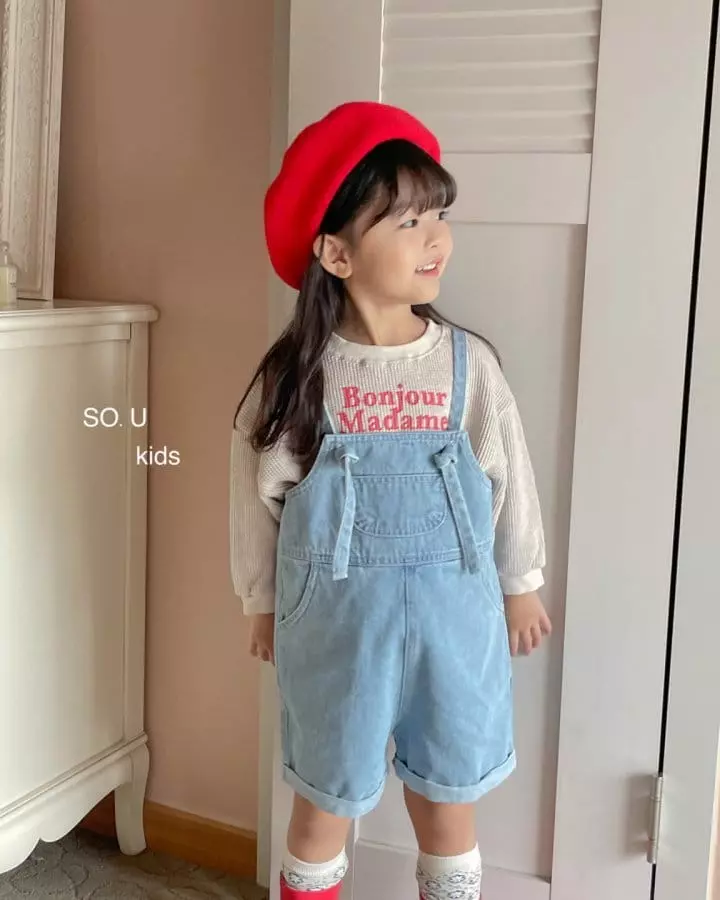 So U - Korean Children Fashion - #prettylittlegirls - String Denim Dungarees - 3