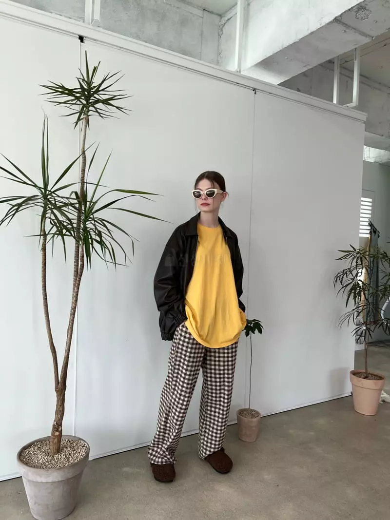 Soapyroom - Korean Women Fashion - #momslook - Peach Check Pants - 11