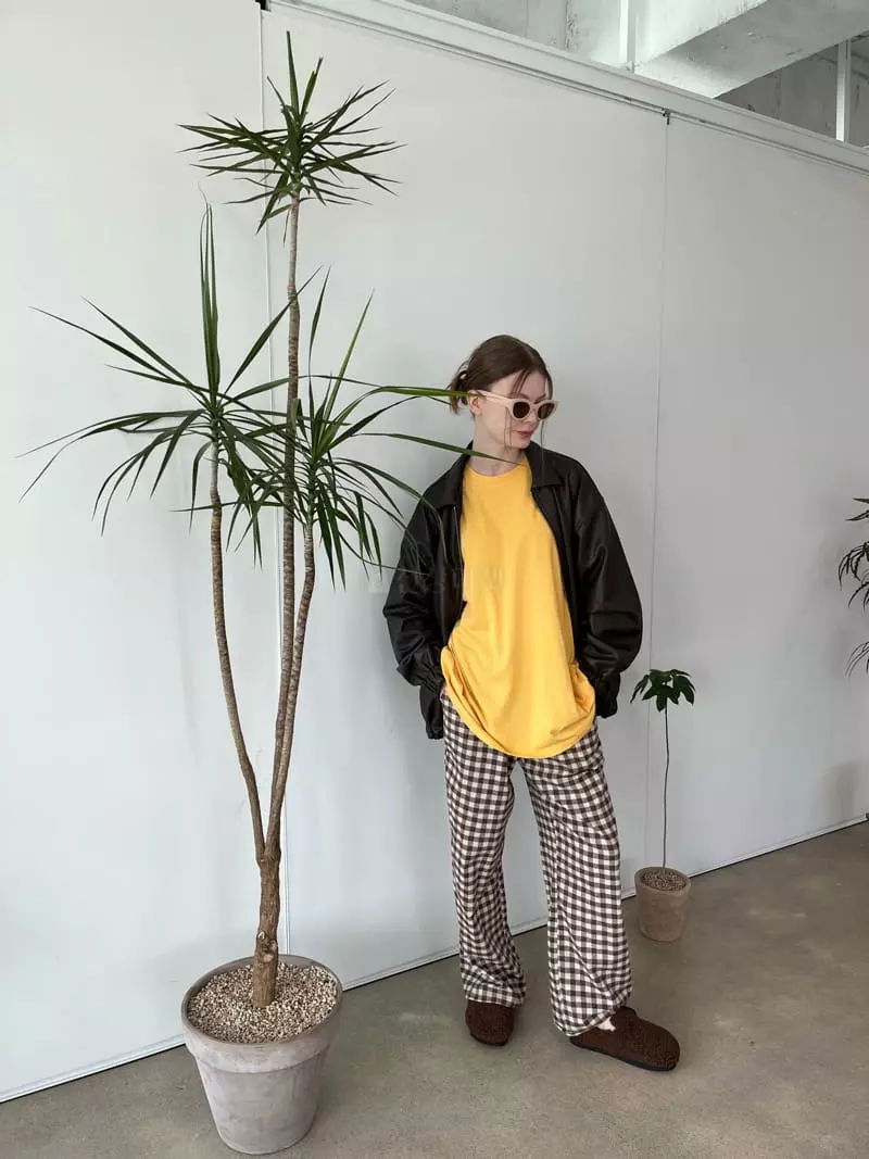 Soapyroom - Korean Women Fashion - #momslook - Peach Check Pants - 5