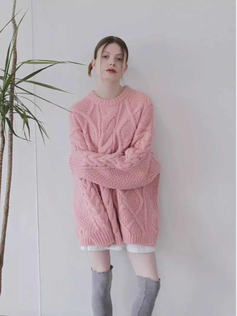 Soapyroom - Korean Women Fashion - #momslook - Amond Cable Knit Tee - 2
