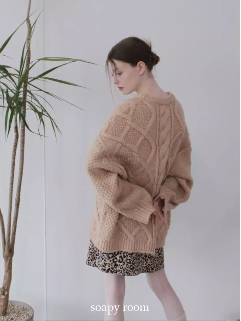 Soapyroom - Korean Women Fashion - #momslook - Amond Cable Knit Tee - 3