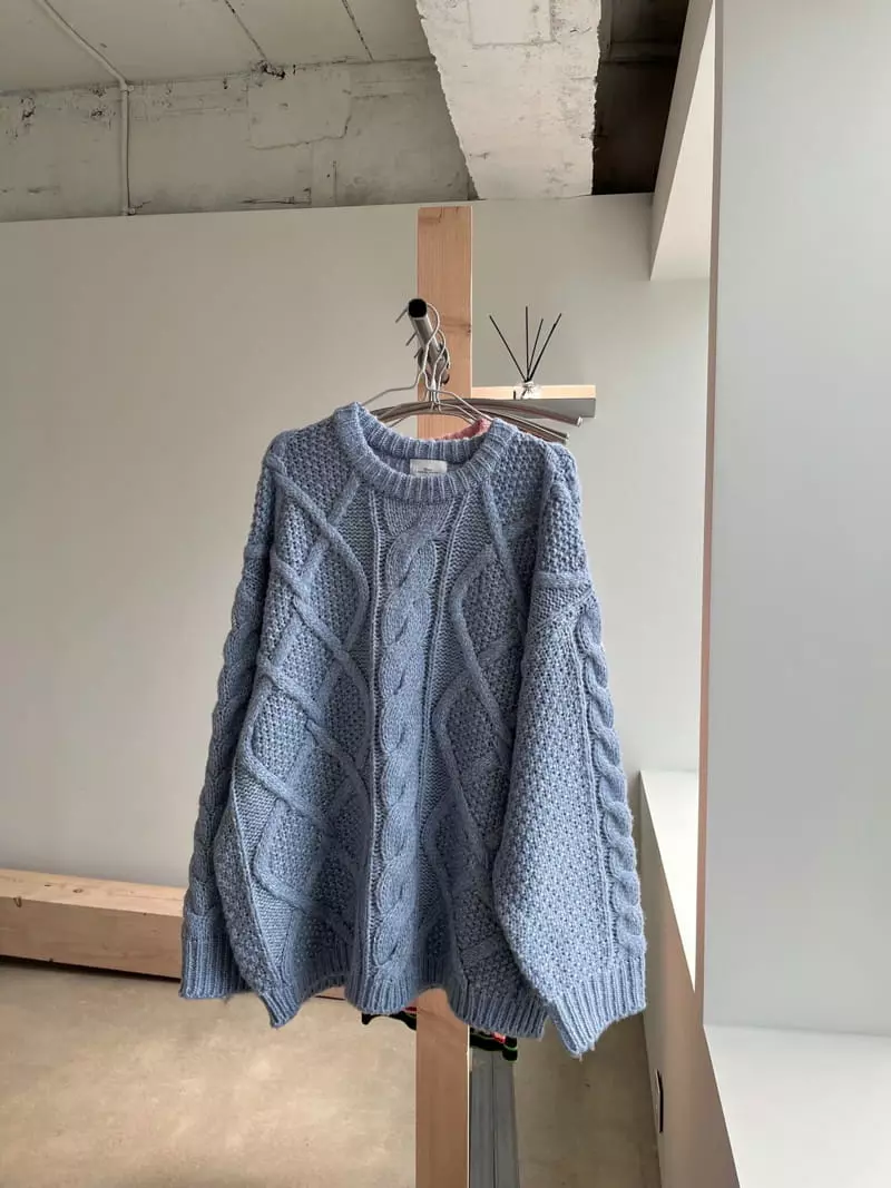 Soapyroom - Korean Women Fashion - #romanticstyle - Amond Cable Knit Tee - 9
