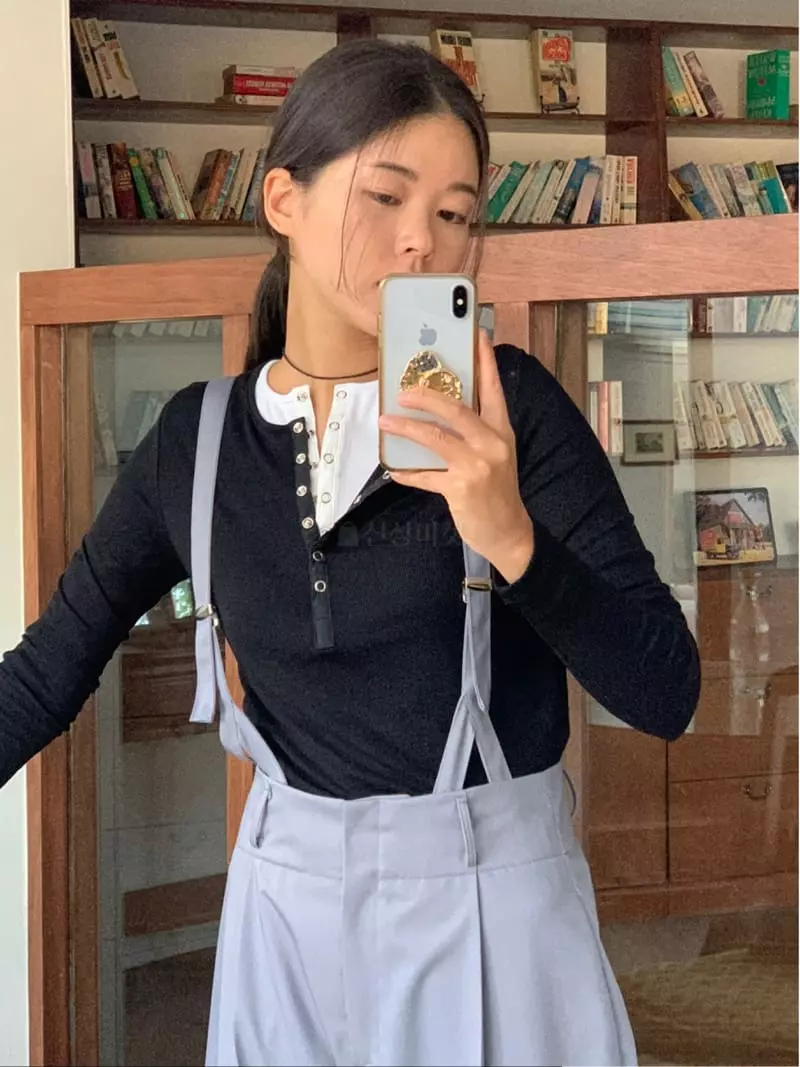Sof - Korean Women Fashion - #momslook - Henry Neck Tee - 2