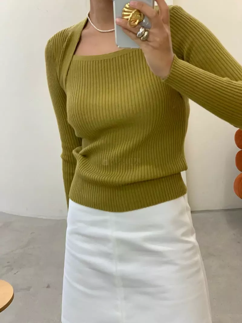 Sof - Korean Women Fashion - #momslook - Shawl Rib Knit Tee
