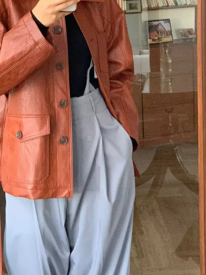 Sof - Korean Women Fashion - #momslook - Leather Pocket Jacket - 3