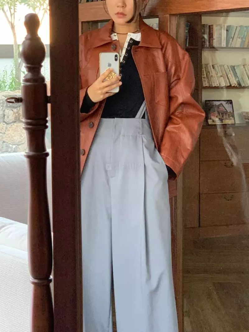 Sof - Korean Women Fashion - #momslook - Leather Pocket Jacket - 5