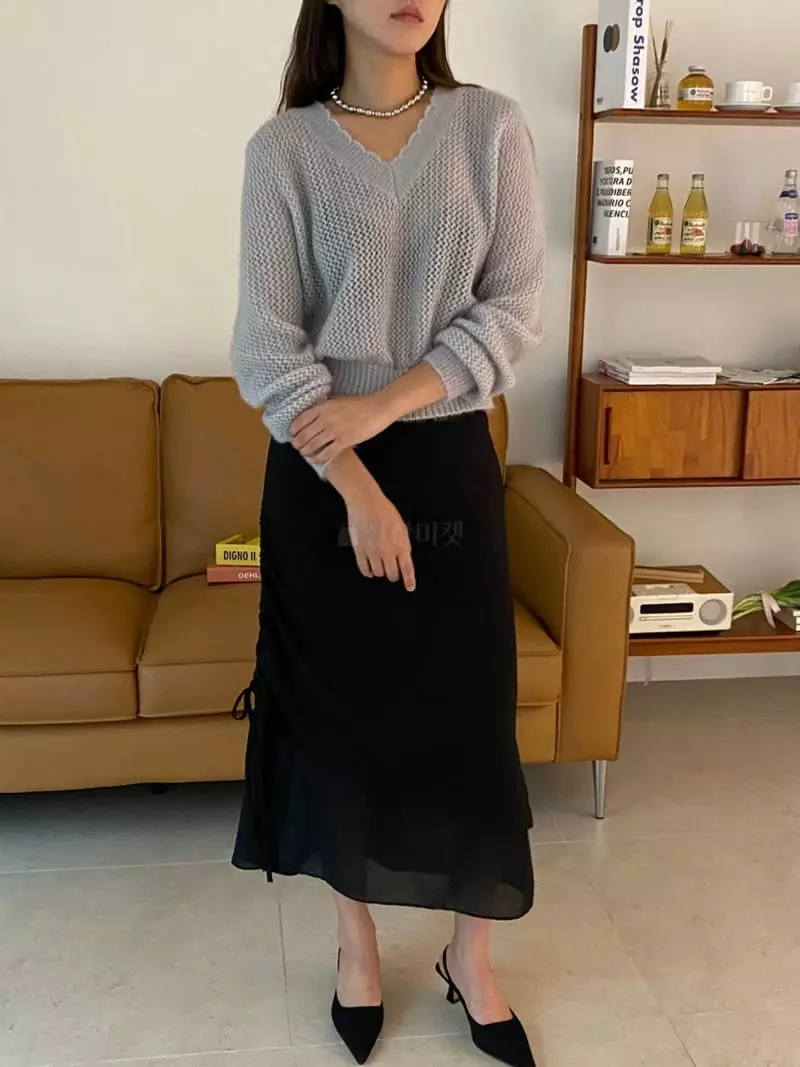 Sof - Korean Women Fashion - #romanticstyle - Shiny Knit Tee - 6