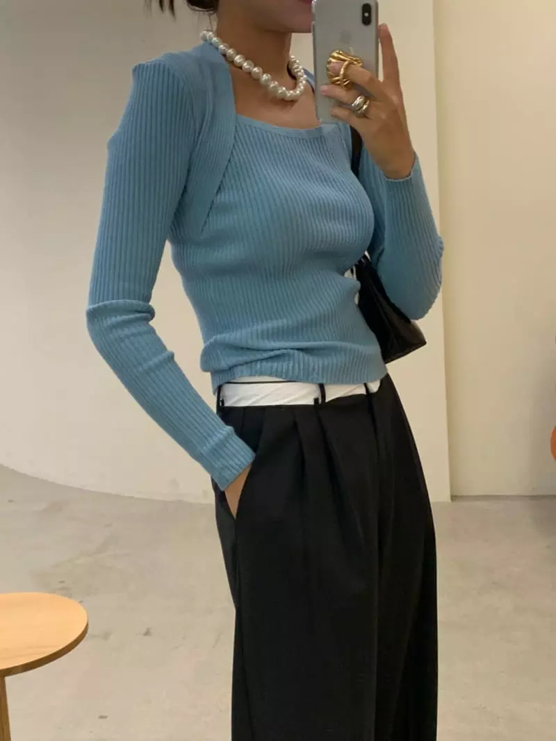 Sof - Korean Women Fashion - #shopsmall - Shawl Rib Knit Tee - 8