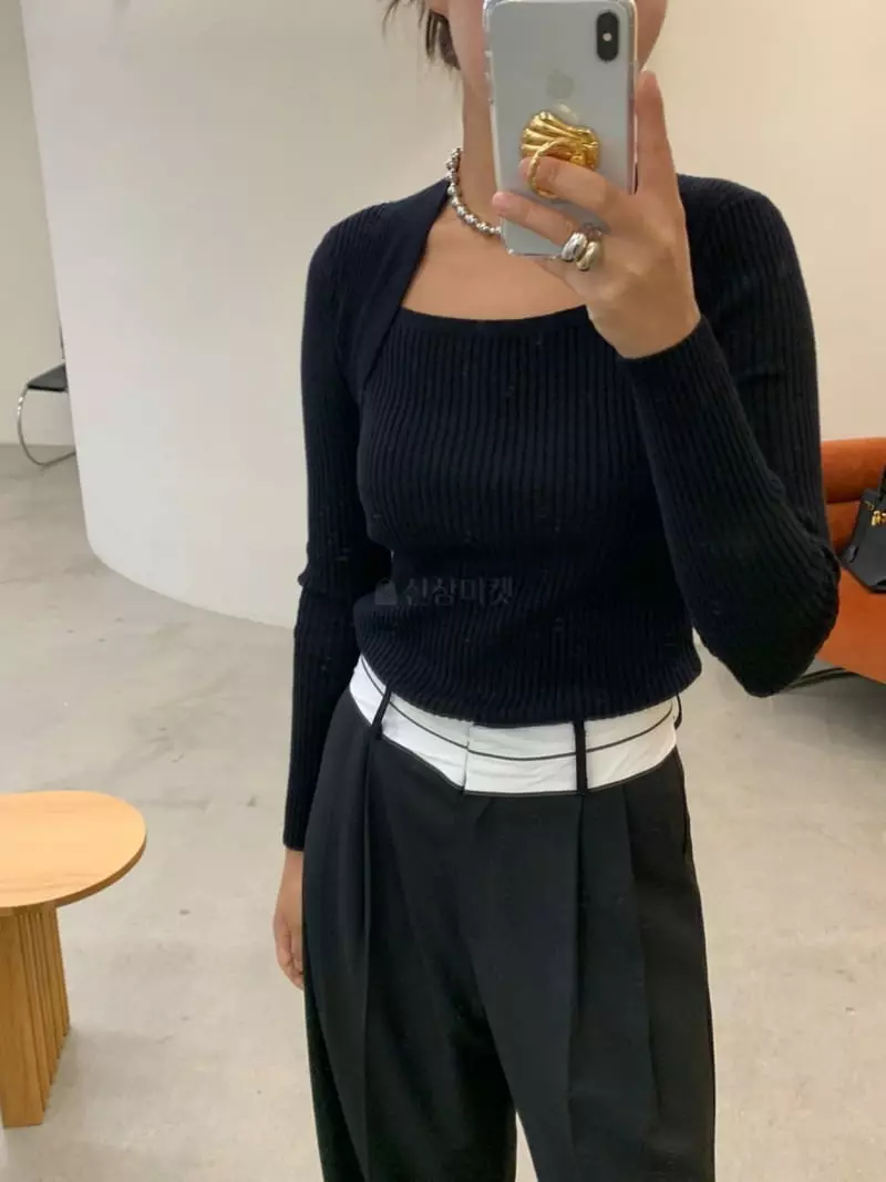 Sof - Korean Women Fashion - #thatsdarling - Shawl Rib Knit Tee - 9