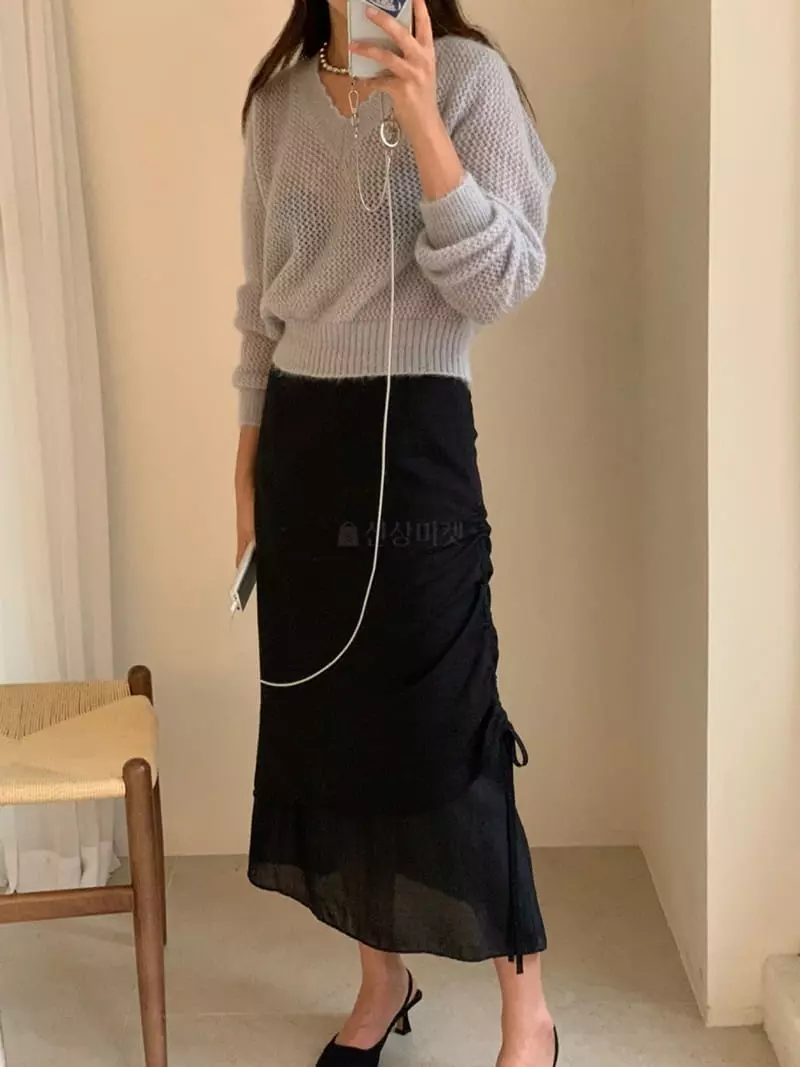 Sof - Korean Women Fashion - #vintageinspired - Sear Shirring Skirt - 5