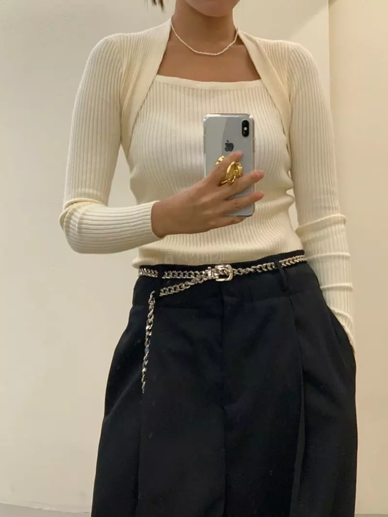 Sof - Korean Women Fashion - #vintageinspired - Shawl Rib Knit Tee - 3
