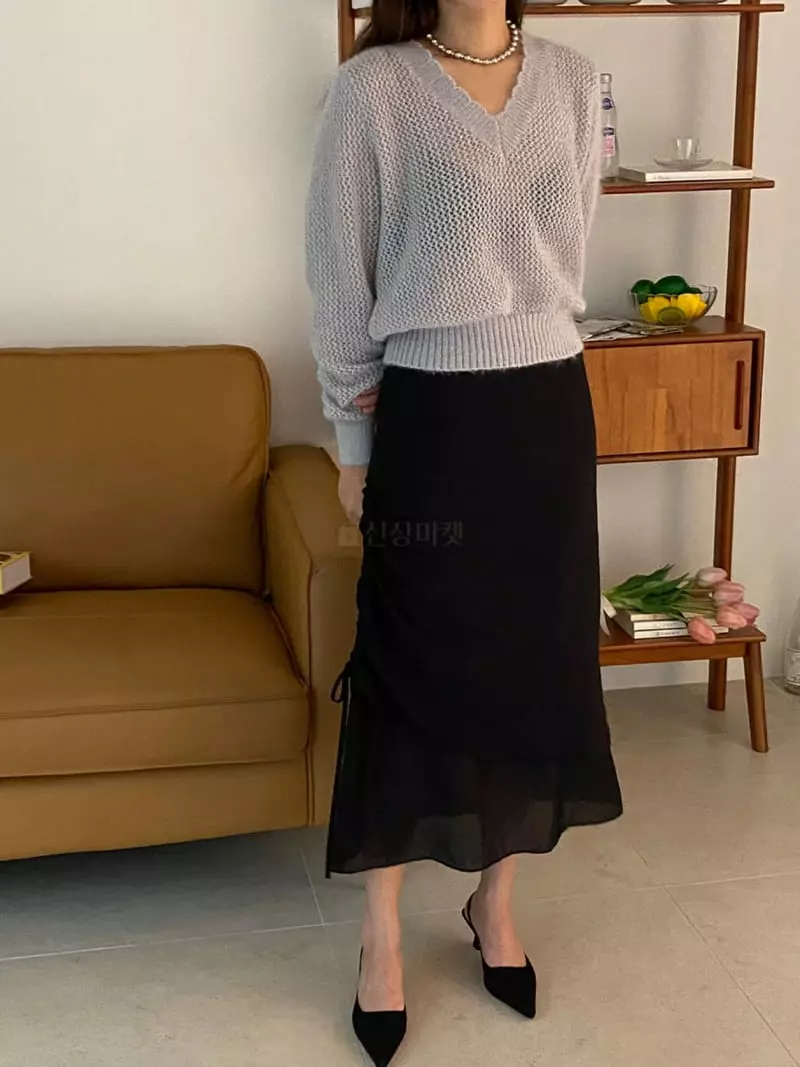 Sof - Korean Women Fashion - #vintageinspired - Shiny Knit Tee - 2