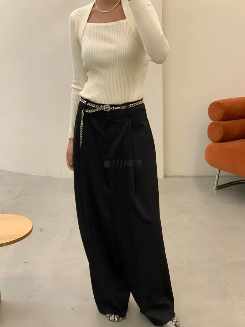 Sof - Korean Women Fashion - #vintageinspired - Shawl Rib Knit Tee - 4