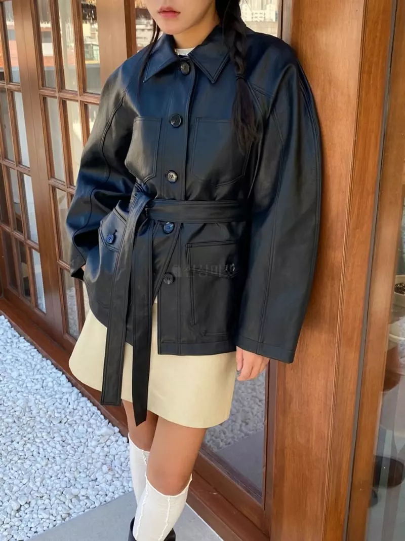 Sof - Korean Women Fashion - #womensfashion - Leather Pocket Jacket - 8