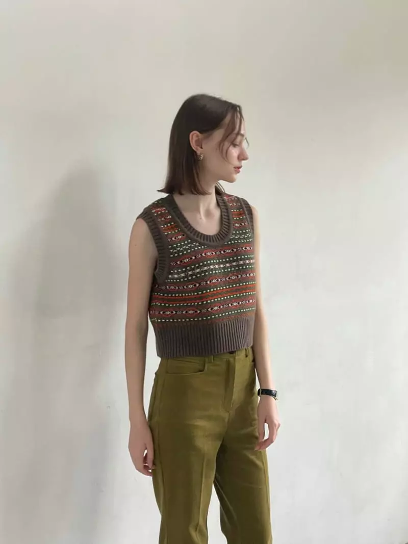 Sold Out - Korean Women Fashion - #momslook - From Jacquard Vest - 5