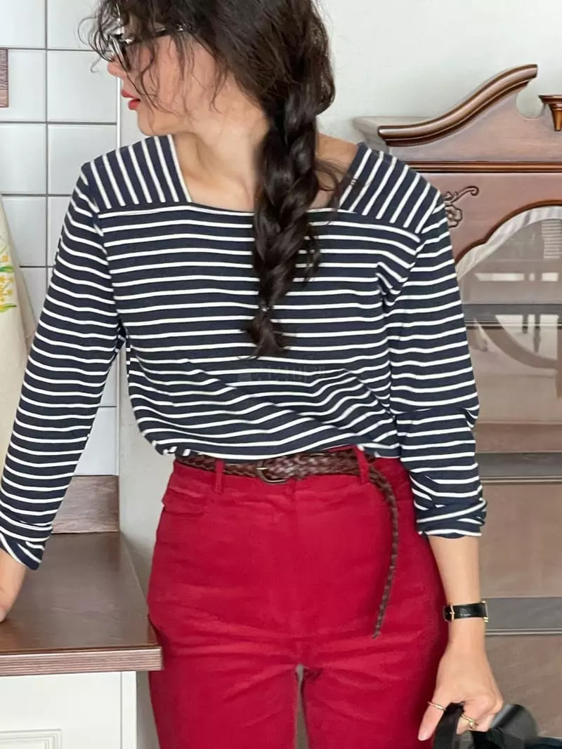 Sold Out - Korean Women Fashion - #momslook - Shelly Stripes Tee - 7