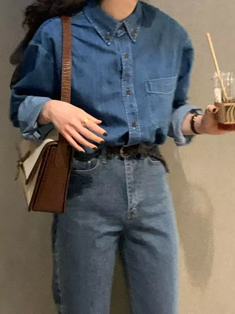 Sold Out - Korean Women Fashion - #momslook - Basic Denim Shirt - 2