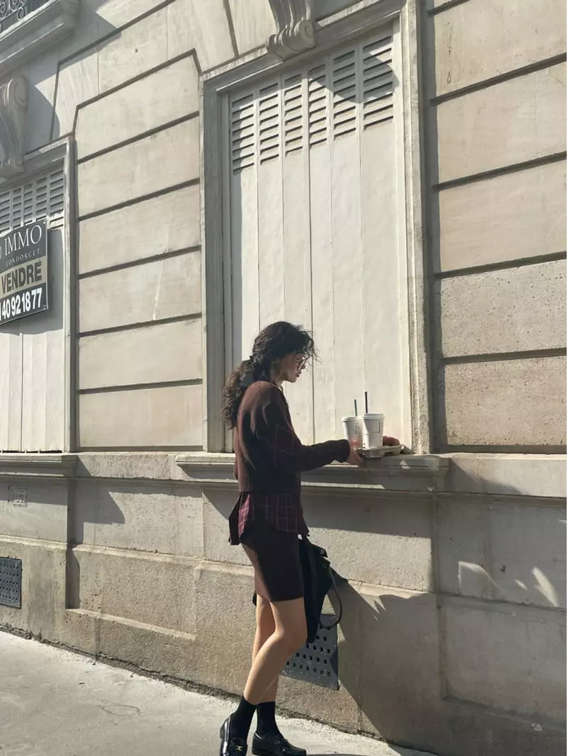 Sold Out - Korean Women Fashion - #momslook - Argyle Knit Tee - 3