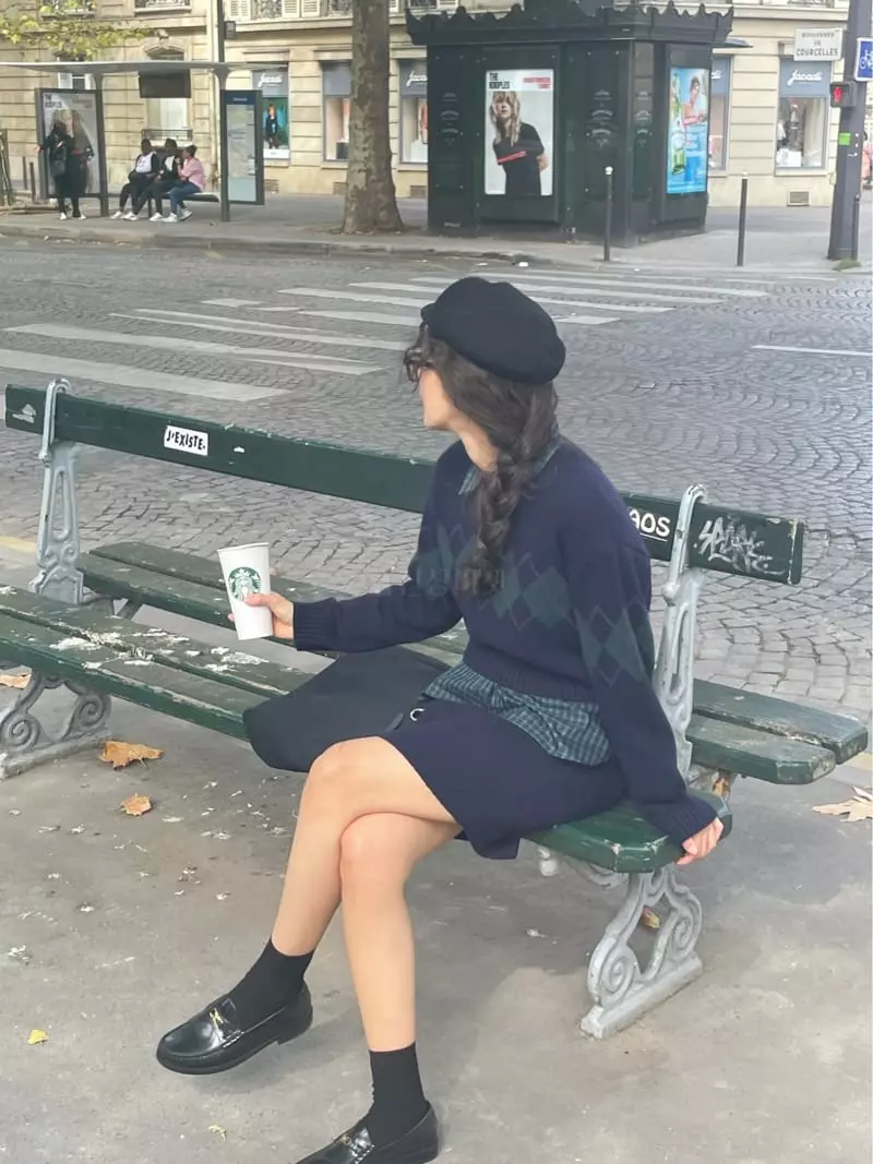 Sold Out - Korean Women Fashion - #momslook - Argyle Knit Tee - 7