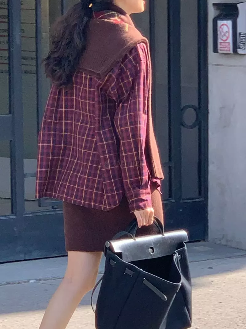 Sold Out - Korean Women Fashion - #momslook - Stay Check Shirt - 8