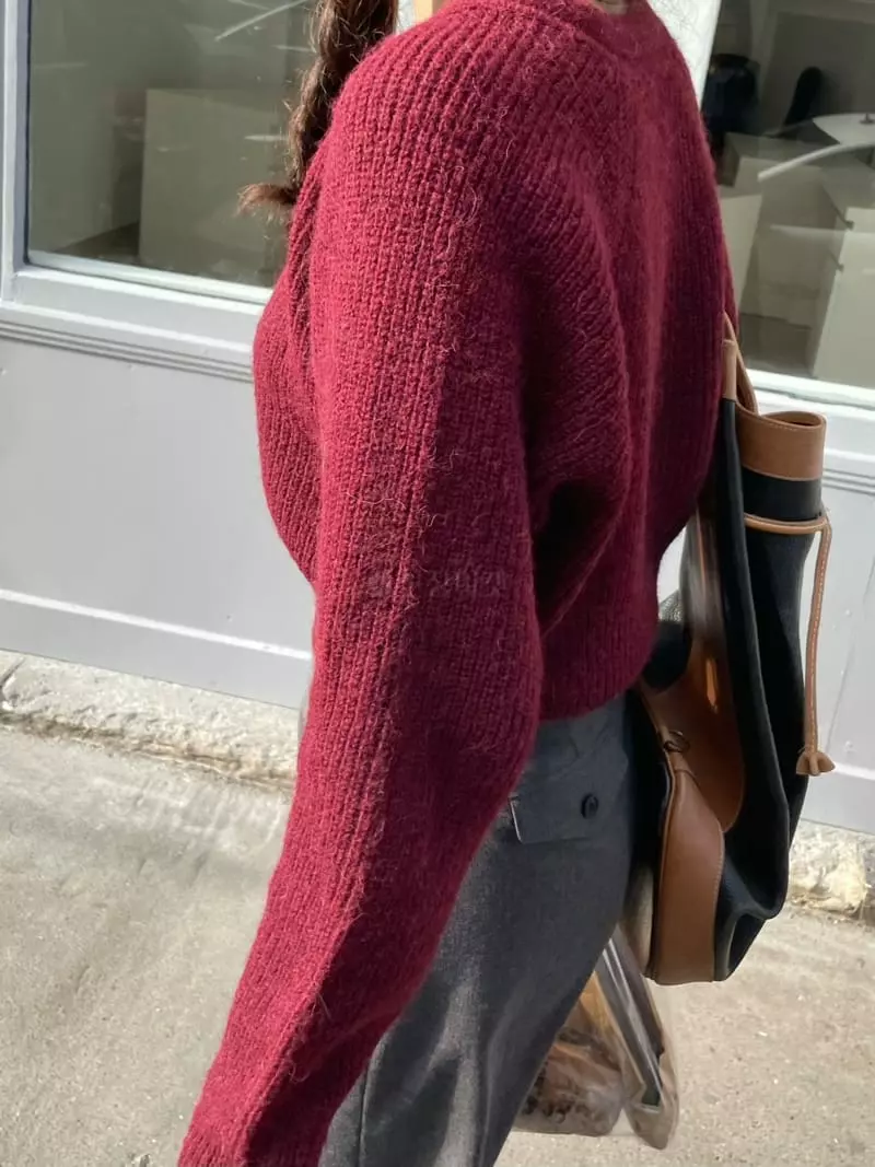 Sold Out - Korean Women Fashion - #momslook - Dear V Neck Knit Tee - 2