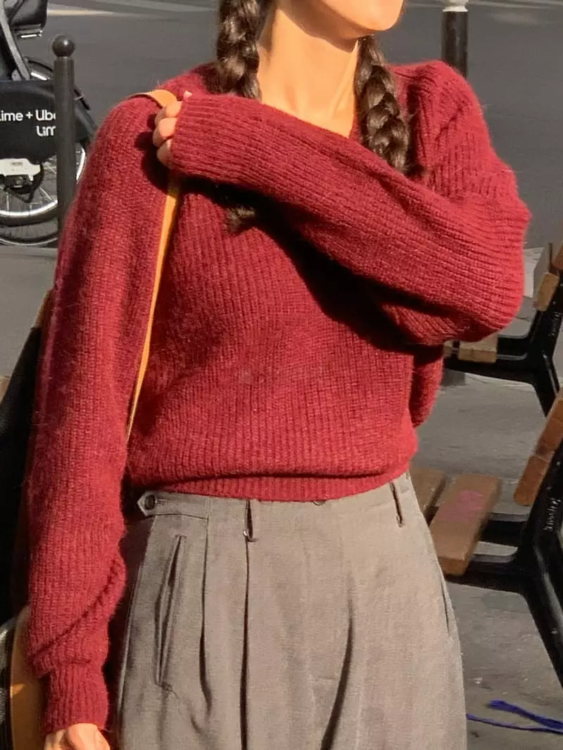 Sold Out - Korean Women Fashion - #romanticstyle - Dear V Neck Knit Tee - 8
