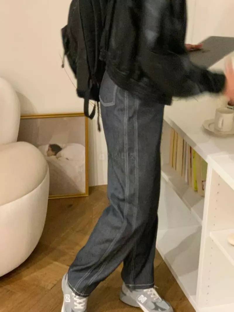 Sold Out - Korean Women Fashion - #womensfashion - High Foad Straight Jeans - 5