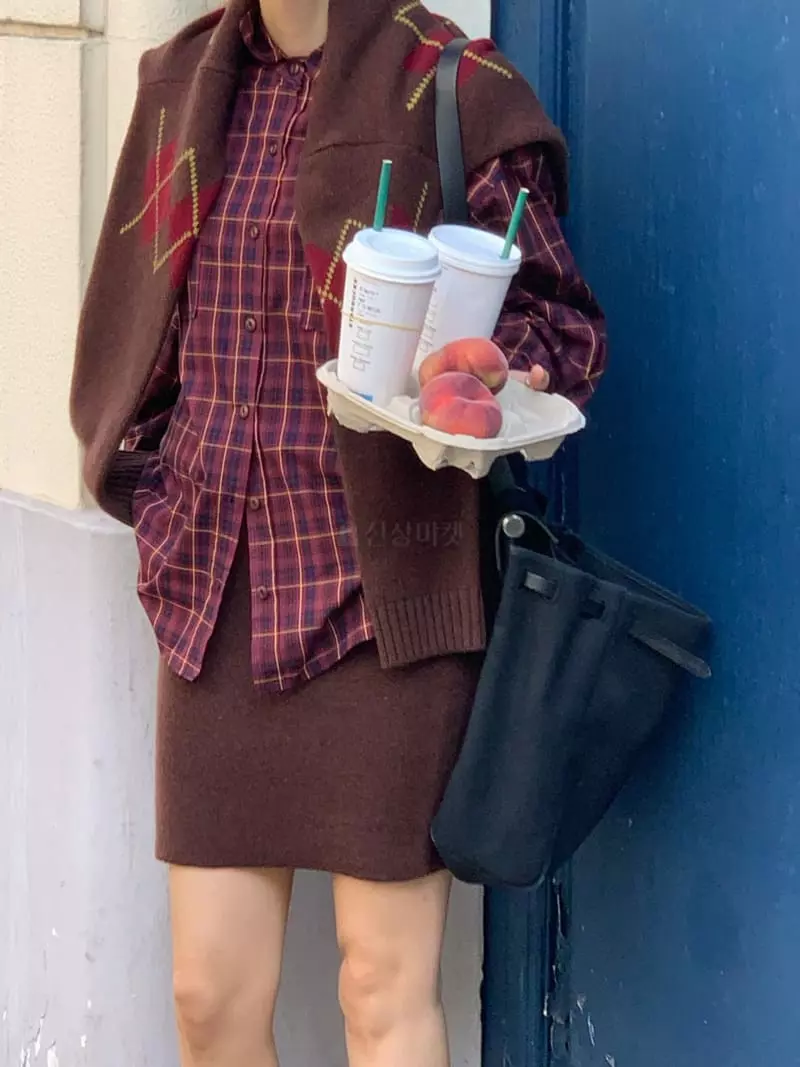 Sold Out - Korean Women Fashion - #womensfashion - Stay Check Shirt - 11