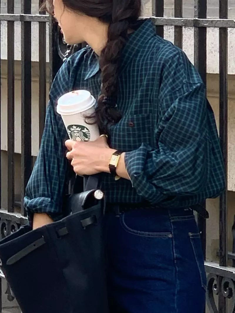 Sold Out - Korean Women Fashion - #womensfashion - Stay Check Shirt - 3