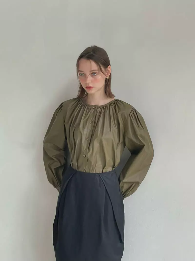 Sold Out - Korean Women Fashion - #womensfashion - Rounf Shirring Blouse - 2