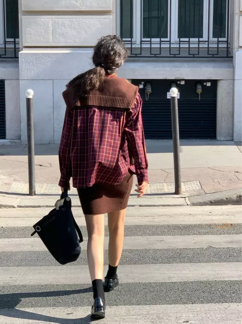 Sold Out - Korean Women Fashion - #womensfashion - Stay Check Shirt - 7