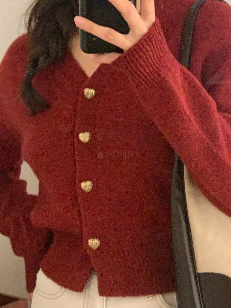 Sold Out - Korean Women Fashion - #womensfashion - Pro Heart Cardigan - 9